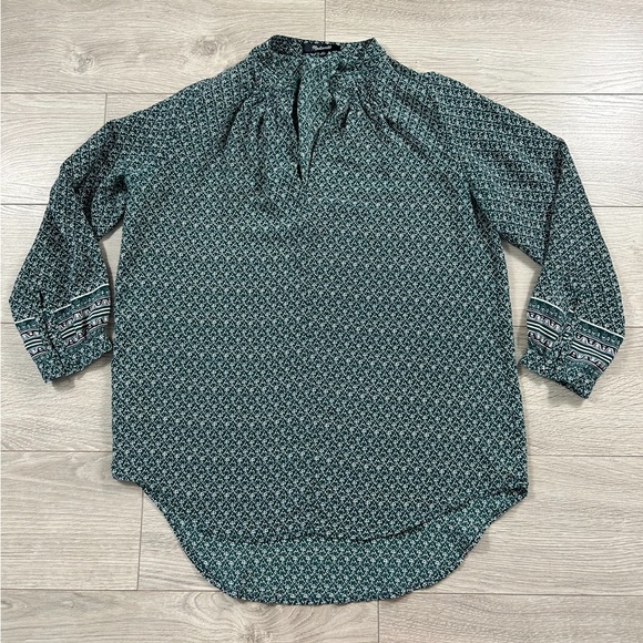 Madewell Silk Memory Green Bandana Floral Blouse - Picture 3 of 11